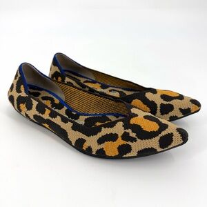 ROTHY’S The Point Big Cat Flats Sz 8 Leopard Animal Print Washable Work Retired